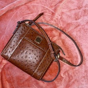 Dooney & Bourke "1975" Brown Ostrich Leather Small Shoulder Bag.